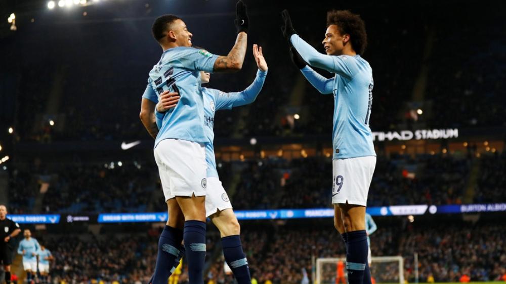 مانشستر سيتي يكتسح بورتون ألبيون بتسعة أهداف نظيفة