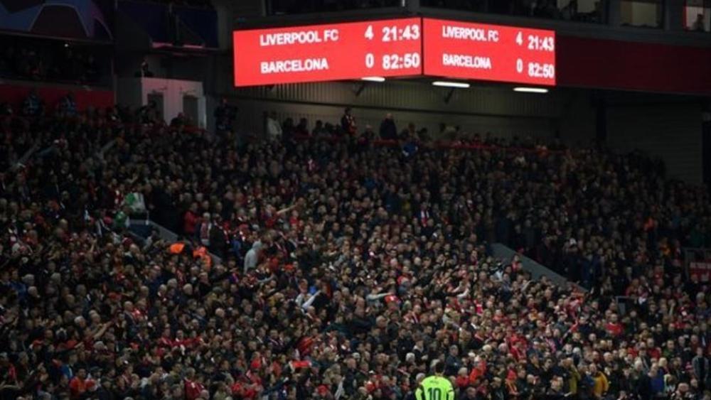 "لوحة نتائج" ملعب أنفيلد تتصدر غلاف الصحف الإسبانية