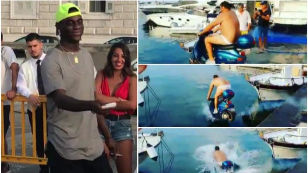 بالوتيلي "المشاكس" يدفع 2000 يورو لرجل ويطلب منه أن يرمي نفسه في البحر بدراجته النارية!