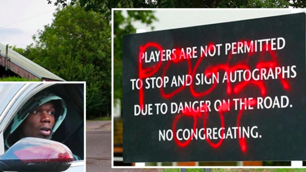 بالصور | عبارات طرد بوجبا تحوّط مقر تدريبات اليونايتد