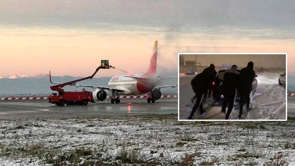 "الثلوج" تهدد إقامة مباريات "الليغا".. لاعبو رايو يضطرون لـ"دفع" السيارات وطائرة أ.بلباو تعود أدراجها لمنعها من حط الرحال في مدريد!