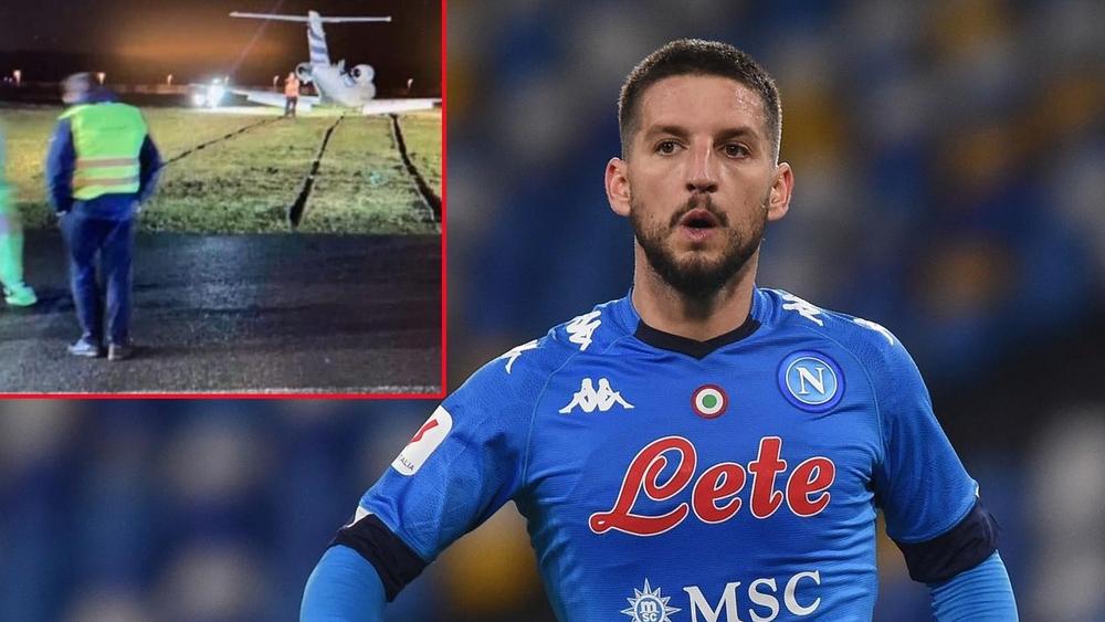 طائرة مهاجم نابولي "دريس ميرتنز" تخرج عن مسارها وتتعرض لحادث أثناء سفره في بلجيكا