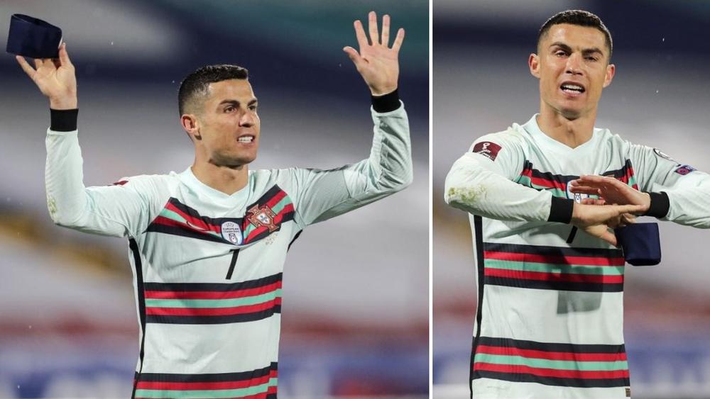 كريستيانو رونالدو "يدافع" عن نفسه بعد غضبه في مباراة صربيا ورميه "شارة القيادة" أرضًا