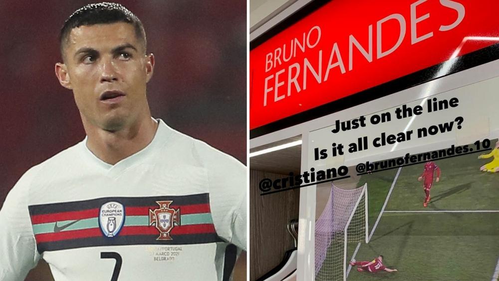 بغرض الاستفزاز .. ماتيتش يُعلق صورة لهدف كريستيانو رونالدو "الملغي" على خزانة برونو فيرنانديز