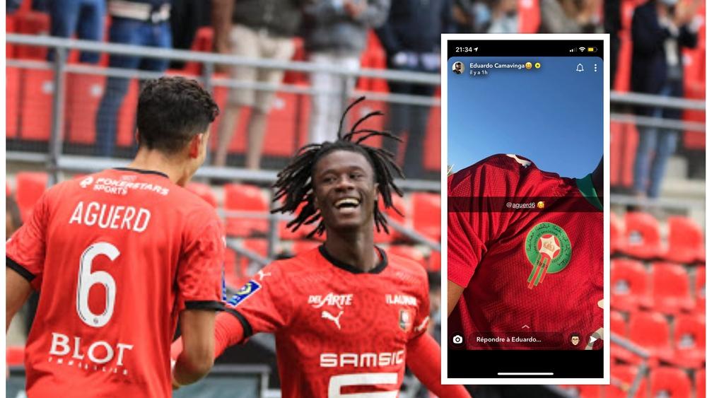 أكرد يُهدي الفرنسي كامافينغا قميص المنتخب الوطني المغربي