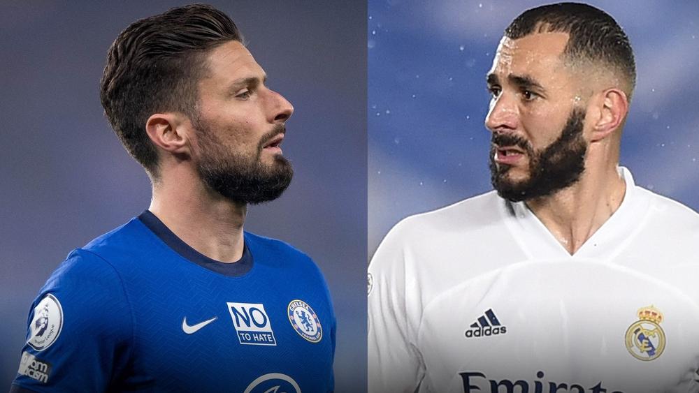 بوضعين مختلفين.. بنزيما وجيرو يصطدمان وجهًا لوجه في قمة ريال مدريد وتشيلسي