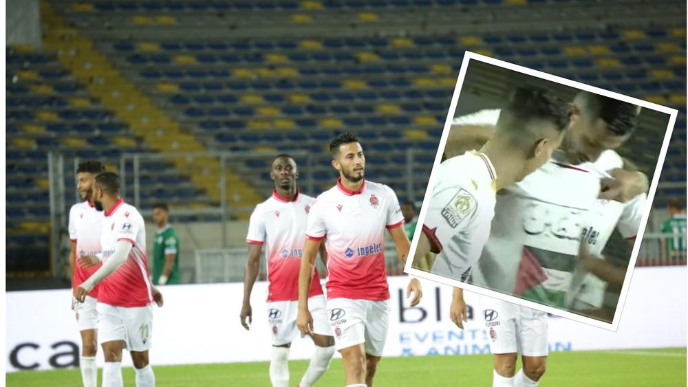 الحسوني يُظهر قميصاً يحمل العلم الفلسطيني في احتفال الوداد بهدفه أمام أولمبيك آسفي