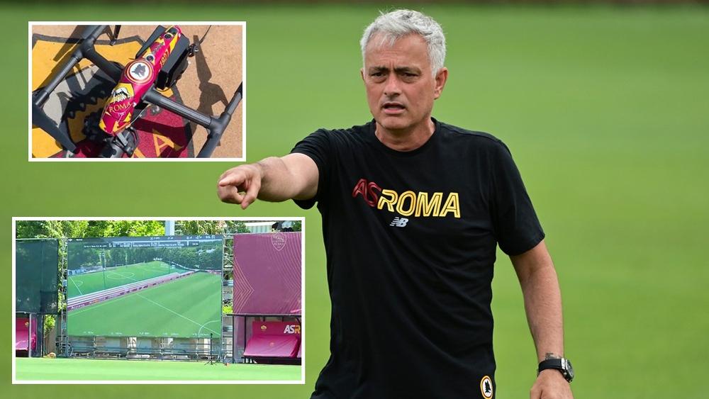 مورينيو "يخطف الأنظار" باعتماده كاميرا "الدرون" في تدريبات روما لتحليل أخطاء اللاعبين وتصحيحها
