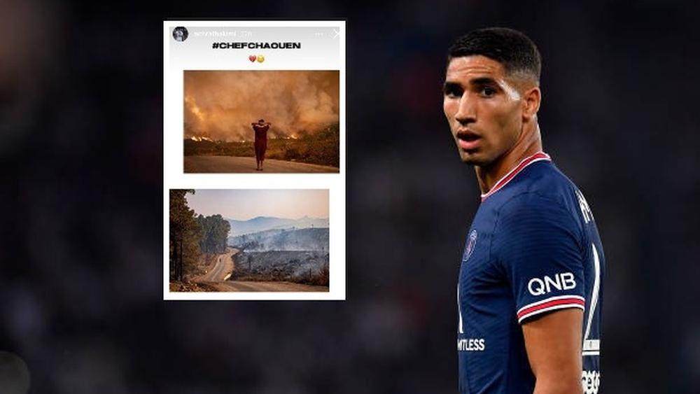 بقلب "مكسور" ووجه "حزين".. حكيمي يبدي تضامنه "اللا مشروط" مع المتضررين من حريق مدينة شفشاون