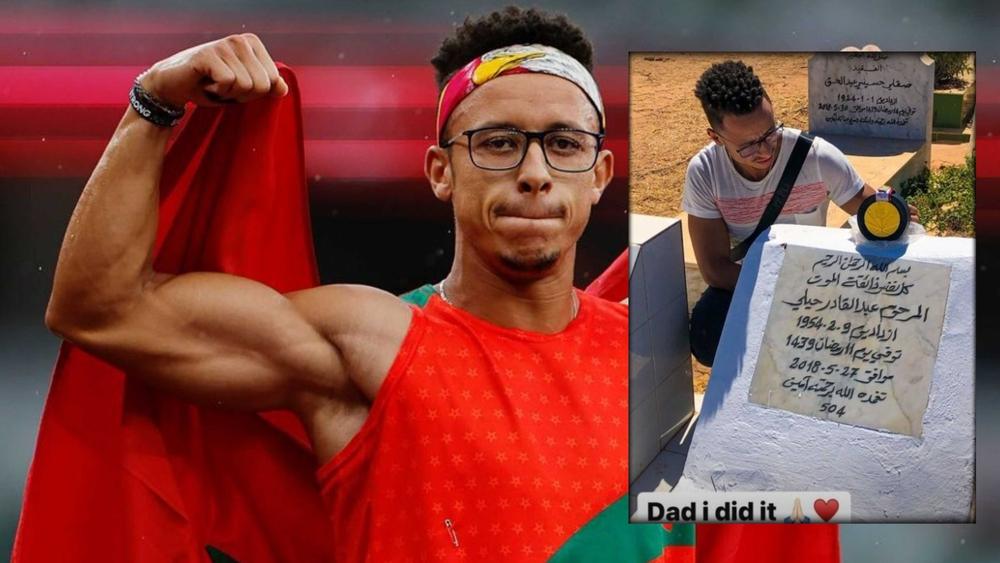 البطل البارلمبي "عبد السلام حيلي" يضع ميداليته الذهبية على قبر والده ويكتب: "لقد فعلتها أبي"