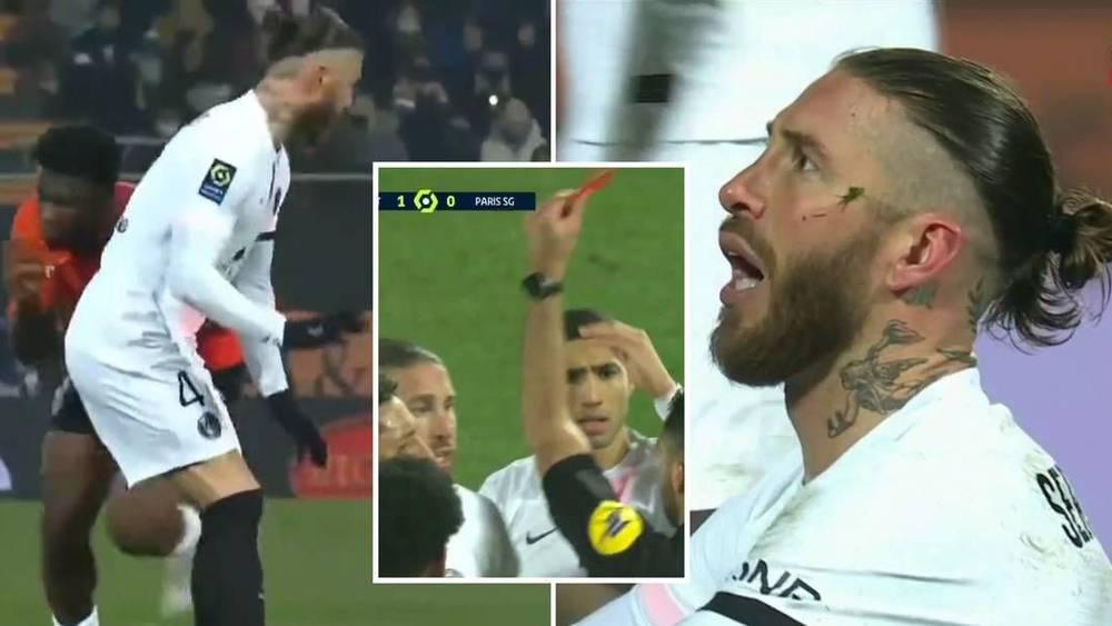 راموس يُطرد بعد مباراتين فقط في "الليغ 1" مع سان جيرمان.. البطاقة الحمراء رقم 27 في مسيرته!