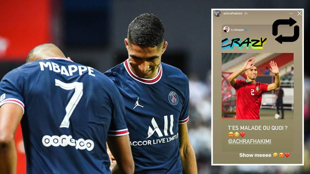 بعد تفاعل مبابي مع هدفه أمام الغابون.. حكيمي يمازحه ويتحداه بتسجيل هدف مشابه: "أرِني"