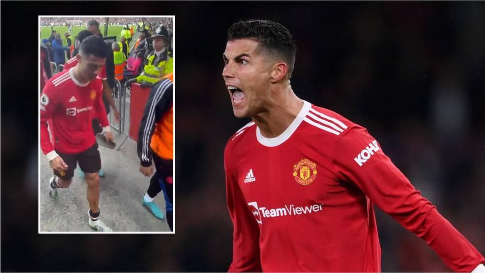 بالفيديو/ رونالدو يفقد أعصابه بعد الخسارة ضد إيفرتون ويكسر هاتف أحد مشجعي الفريق المنافس أثناء توجهه لغرفة الملابس