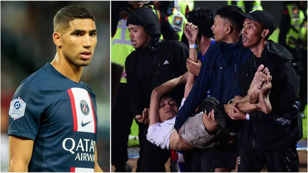 حكيمي يتضامن مع ضحايا فاجعة ملعب 'كانجوروهان' ويغرّد: "مشاهدة الصور القادمة من إندونيسيا أمر محزن للغاية"