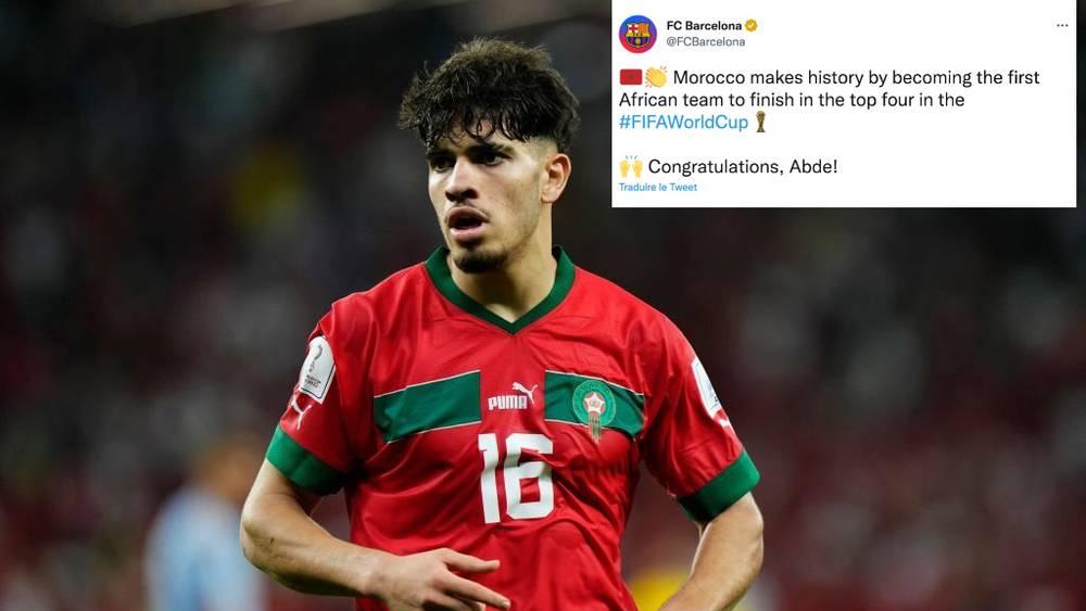 برشلونة يُبرز إنجاز المنتخب المغربي المونديالي ويُهنئ عبد الصمد الزلزولي