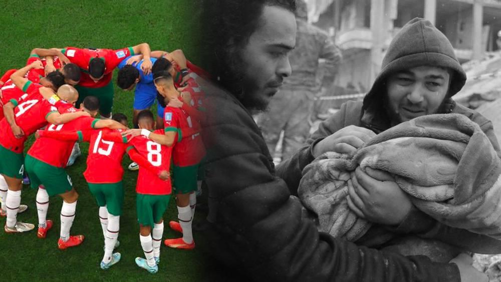 "قلوبنا معكم".. لاعبو المنتخب المغربي يعبرون عن تضامنهم مع ضحايا زلزال سوريا وتركيا