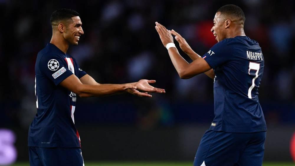 حكيمي يُقدّم تمريرة حاسمة لمبابي في مباراة سان جيرمان ونيس