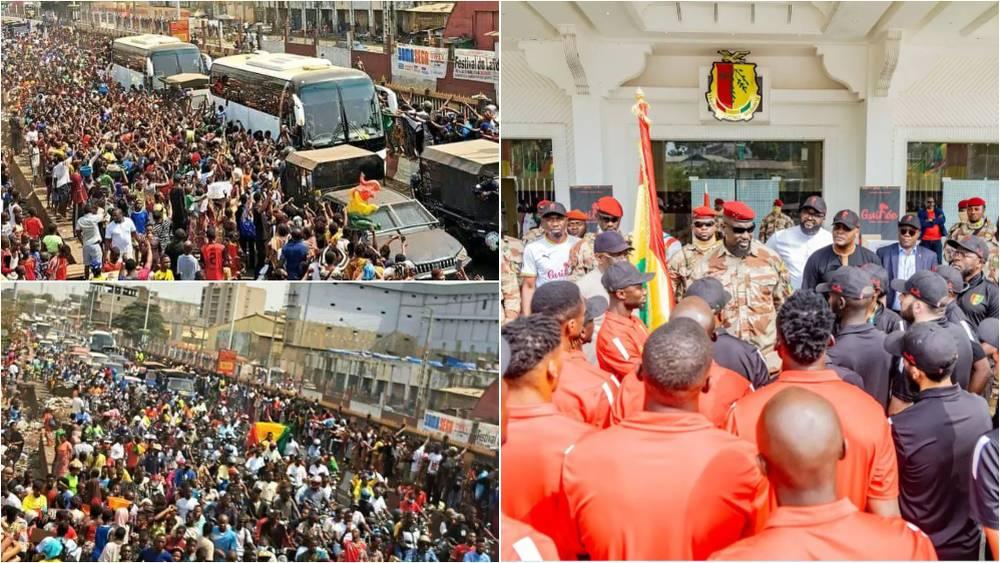 منتخب غينيا يحظى باستقبال جماهيري كبير ورئيس البلاد يهنئ اللاعبين رغم الإقصاء من ربع نهائي "الكان"