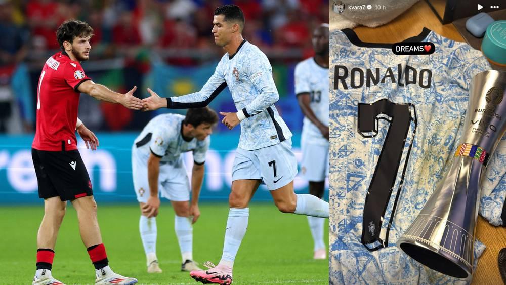 كفاراتسخيليا: "حصلت على قميص رونالدو وتأهلنا.. إنه أفضل يوم في حياتي"