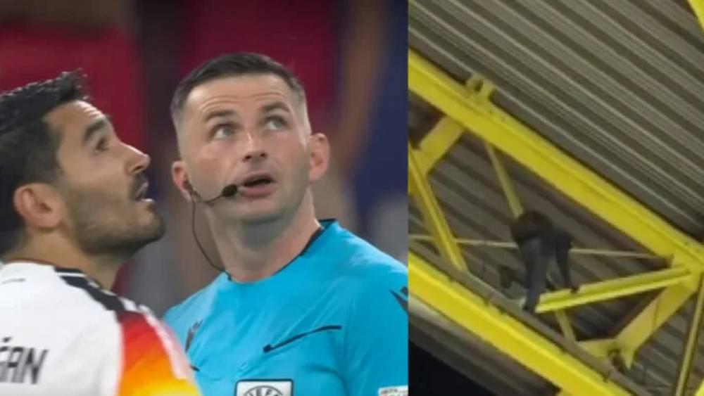 "يورو 2024"/ القبض على مشجع "ملثم" تسلق إلى سقف الملعب خلال مباراة ألمانيا والدنمارك