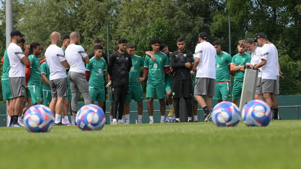 المنتخب المغربي الأولمبي يُجري آخر حصة تدريبية قبل التوجه إلى مدينة سانت إتيان تأهبا للمشاركة في الأولمبياد