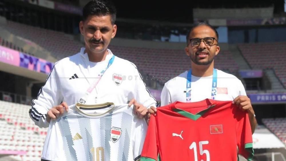 أولمبياد باريس/ المنتخب المغربي يرتدي القميص الأحمر والمنتخب العراقي يخوض المباراة بالقميص الأبيض