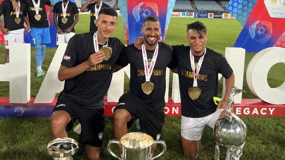 أجراي يُسجّل هدفاً ويقود رفقة الركراكي وبامعمر فريقهم نورث إيست الهندي إلى إحراز "كأس دوراند" للمرة الأولى في تاريخه