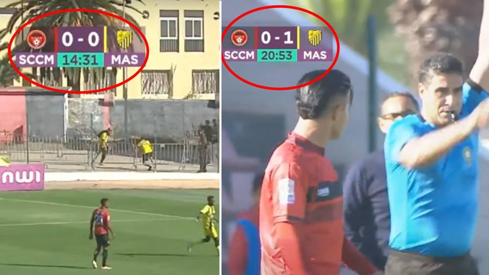 التحكيم المغربي يحطم الأرقام عالميا.. ما يقارب 7 دقائق (15% من مدة الشوط) من أجل مراجعة لقطة هدف الماص الملغي!