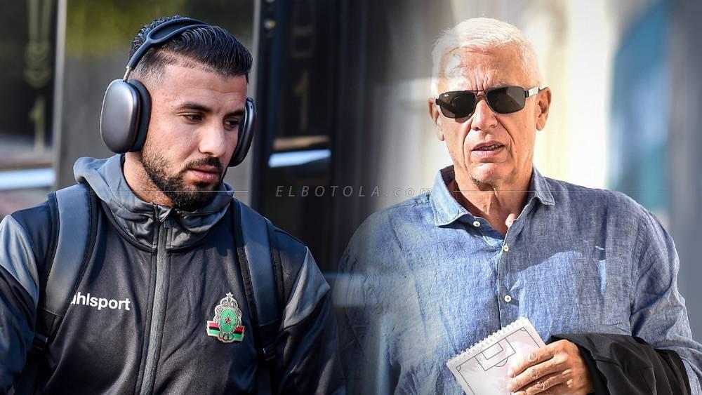 أنس باش يرافق المدرب هوبير فيلود في الندوة الخاصة بمباراة الجيش الملكي والرجاء