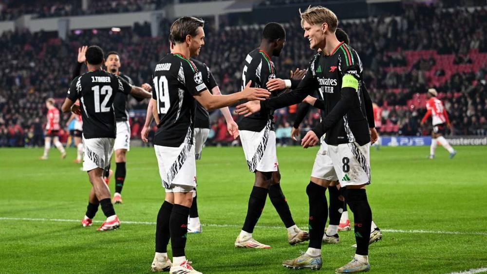 دوري الأبطال/ بمشاركة الصيباري كأساسي.. أرسنال يكتسح آيندهوفن (1-7) ويضع قدما في ربع النهائي