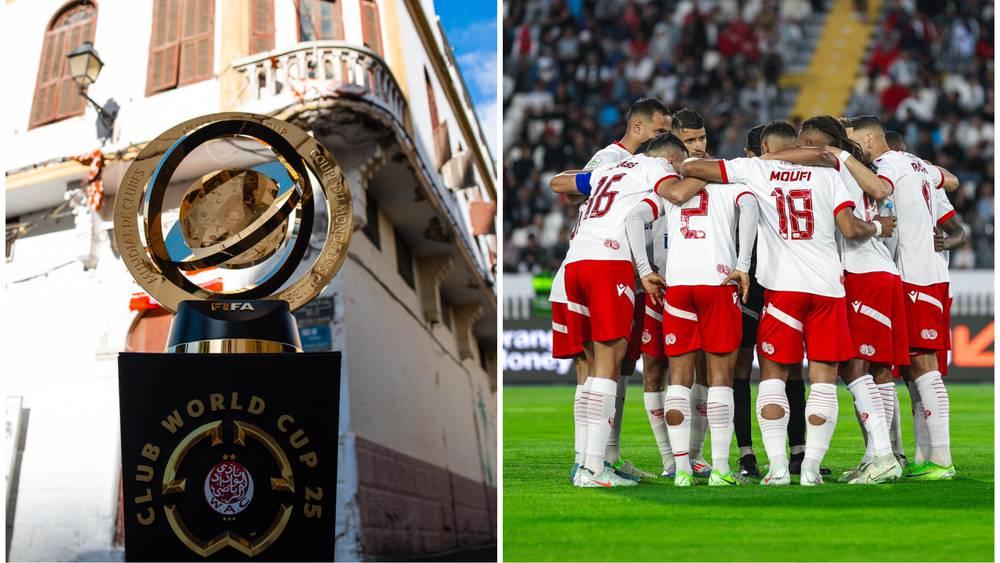 لاعبو الوداد يلتقطون صباح اليوم الأربعاء صورا تذكارية مع مجسم كأس العالم للأندية 2025