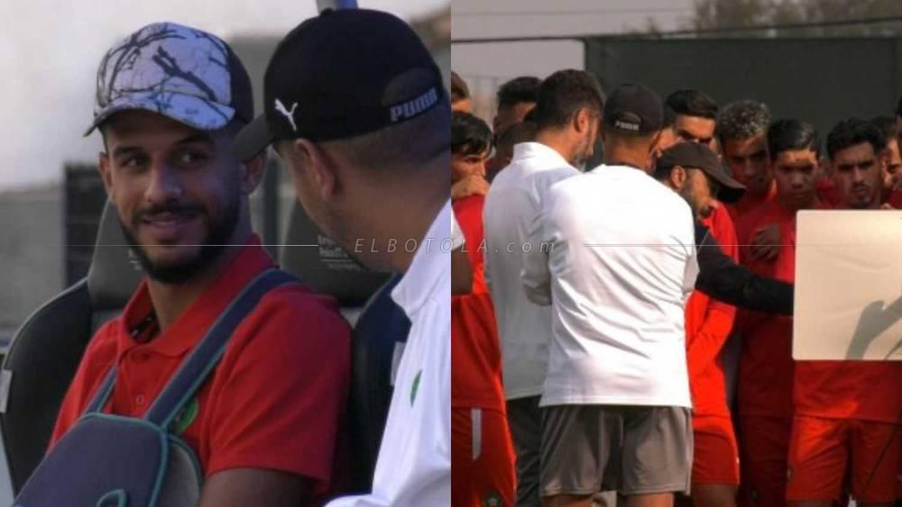 "الشان 2024"/ مولوعة يحضر آخر تدريبات المنتخب المغربي جالسًا بحمالة كتف قبل مواجهة زامبيا