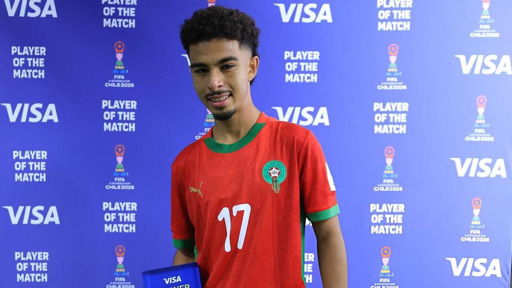 للمرة الثانية تواليا.. ياسين جسيم "رجل المباراة" في مواجهة المغرب والبرازيل ضمن مونديال الشباب