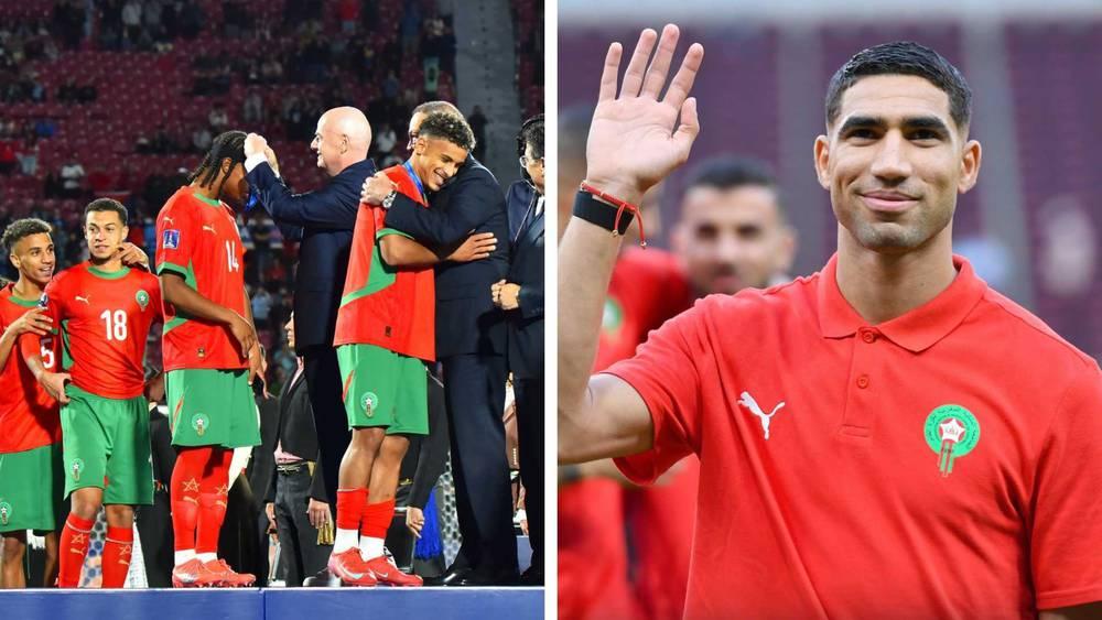 حكيمي يهنئ المنتخب المغربي: "أنتم تستحقون هذه الكأس العالمية ونحن فخورون بكم"