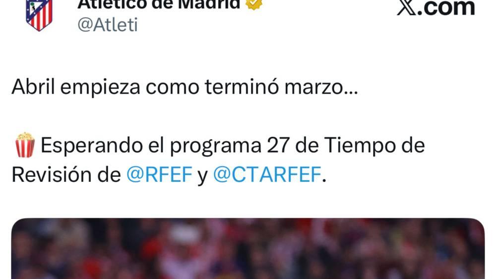 أتلتيكو مدريد يجدد انتقاداته للتحكيم الإسباني وتقنية الفيديو بعد مواجهة برشلونة