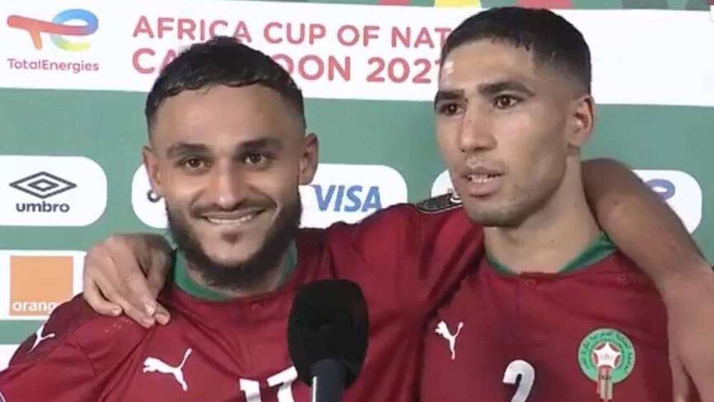 بعد سؤال موجه لحكيمي "هل ستسدد الركلات الحرة في باريس؟" بوفال يتدخل مازحا: "قوليه آه أصاحبي"