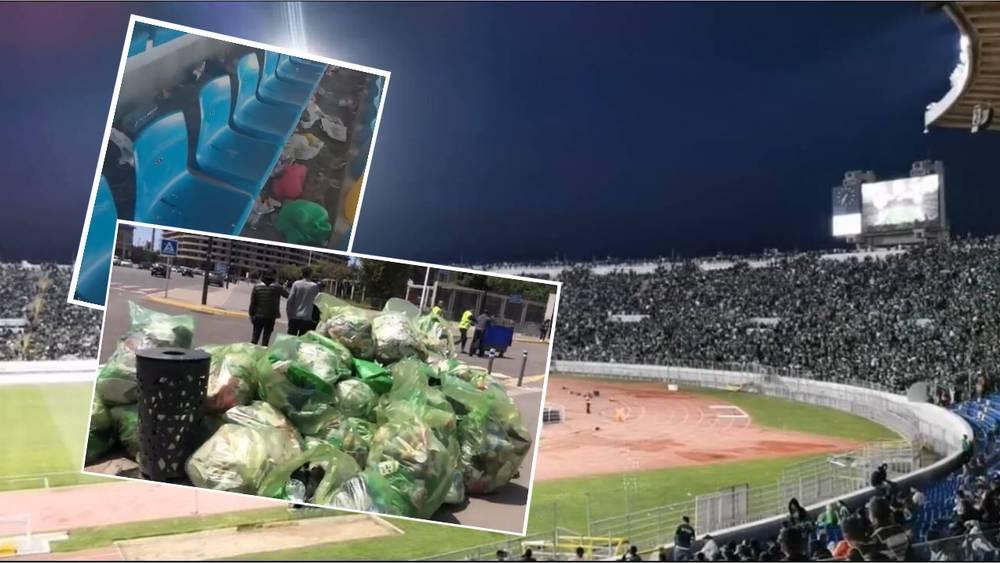 ملعب محمد الخامس بنفايات مضاعفة قبل مباراة الرجاء ومولودية وجدة و"كازا إيفنت" تواصل احتقار البيضاويين