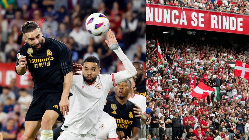 في مباراة عرفت تضامن الجماهير مع فلسطين.. ريال مدريد يكتفي بالتعادل ضد إشبيلية (1-1)