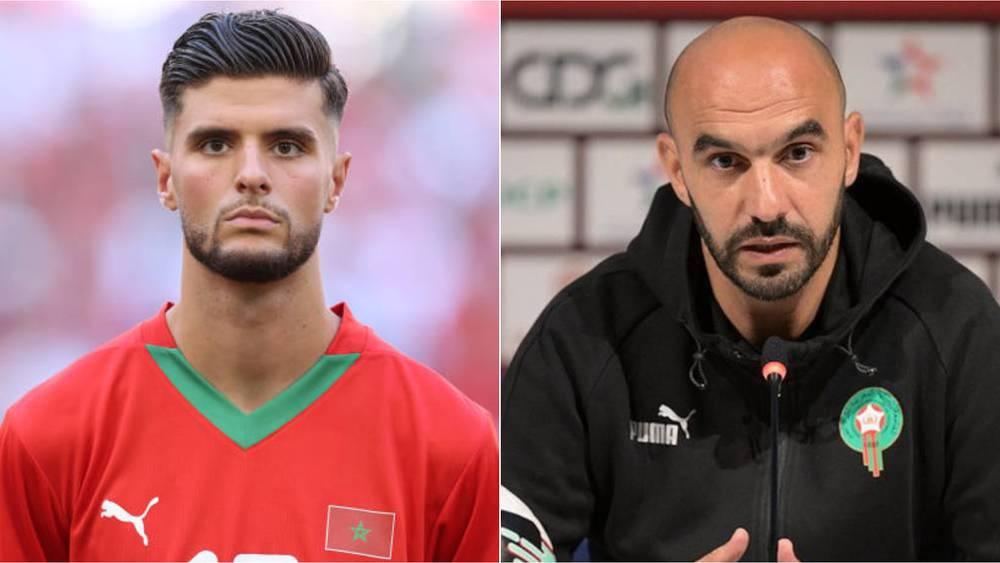 الركراكي: "تشاورت مع السكتيوي قبل الأولمبياد بشأن قدرة العزوزي على اللعب في الدفاع"