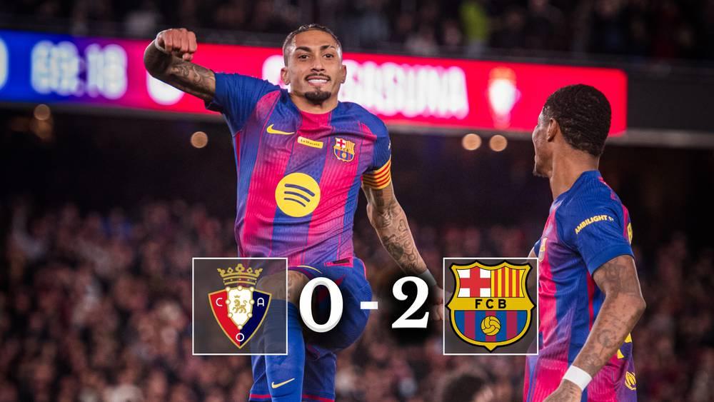 Raphinha Leads Barcelona to Seventh Consecutive Win, Extending Lead Over Real Madrid to Seven Points Temporarily